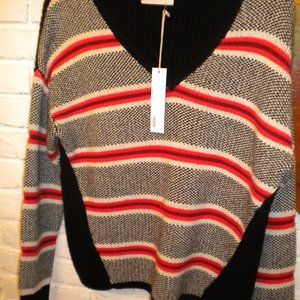 Yoon V-Neck Sweater - Black, Red, and White